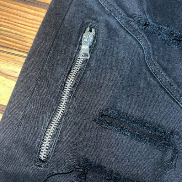 Zara Man Moto Jeans Mens Size 32x32 Black Distressed Tapered Leg Stretch - Picture 5 of 9